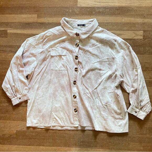 Nasty Gal button cream and heather splotchy button up long sleeve size 20 B12 - Picture 1 of 4